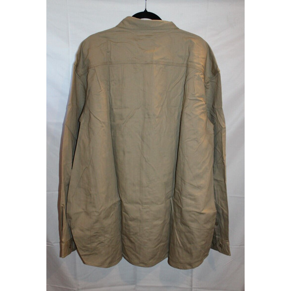 Carhartt Men's Flame Resistant Twill Button-Down Long Sleeve‎ T-Shirt Khaki - Picture 5 of 5